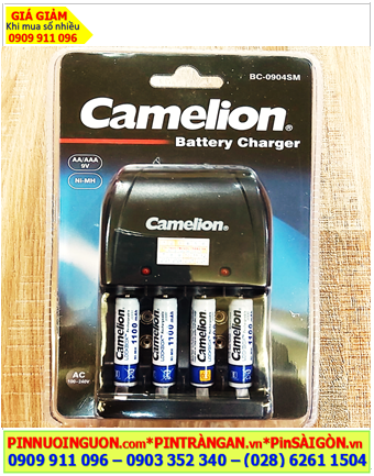 Camelion BC-0904SM _Bộ sạc pin AAA kèm sẳn 4 pin sạc Camelion NH-AAA1100LBP2 Lockbox 1.2v